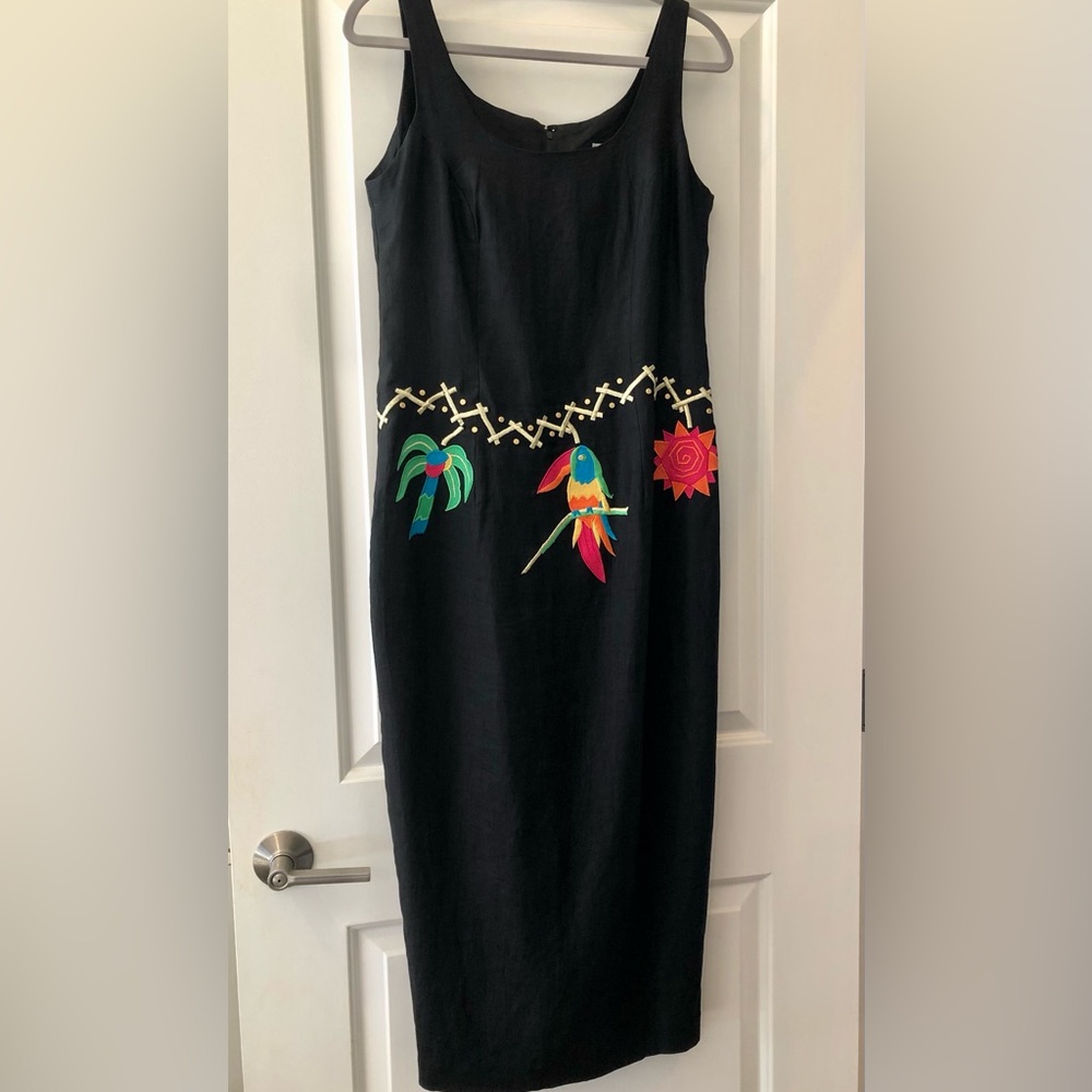 Vintage Deborah Laws Linen Midi Dress Size 8